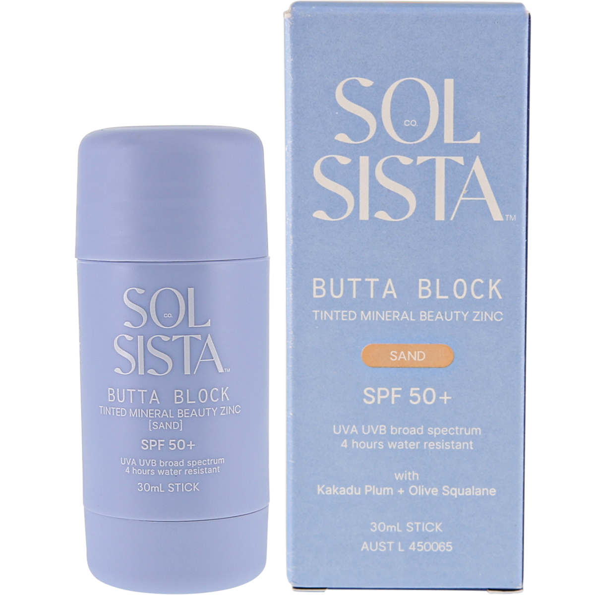 Sol Sista Collective Butta Block SPF50+ Tinted Mineral Beauty Zinc Sand 30ml
