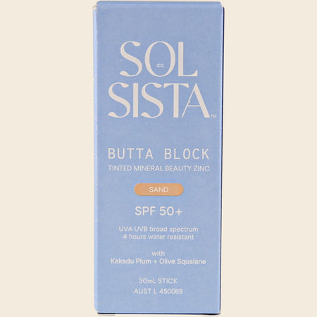 Sol Sista Collective Butta Block SPF50+ Tinted Mineral Beauty Zinc Sand 30ml