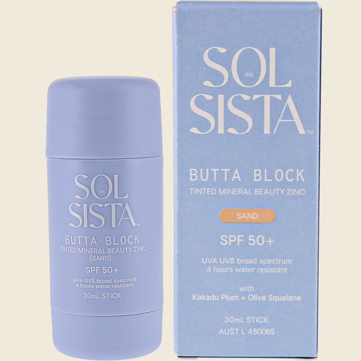 Sol Sista Collective Butta Block SPF50+ Tinted Mineral Beauty Zinc Sand 30ml