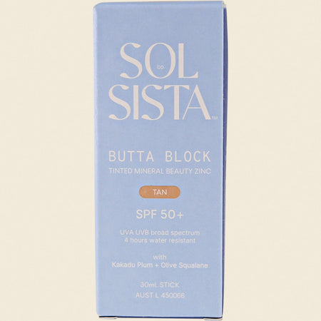 Sol Sista Collective Butta Block SPF50+ Tinted Mineral Beauty Zinc Tan 30ml