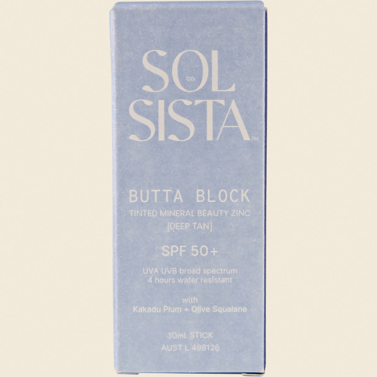 Sol Sista Collective Butta Block SPF50+ Tinted Mineral Beauty Zinc Deep Tan 30ml