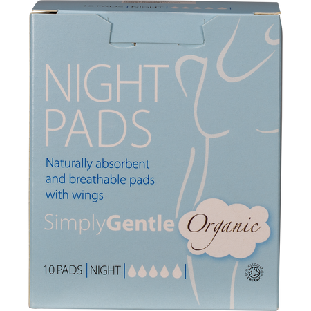 Simply Gentle Organic Night Sanitary Pads 10 Pack
