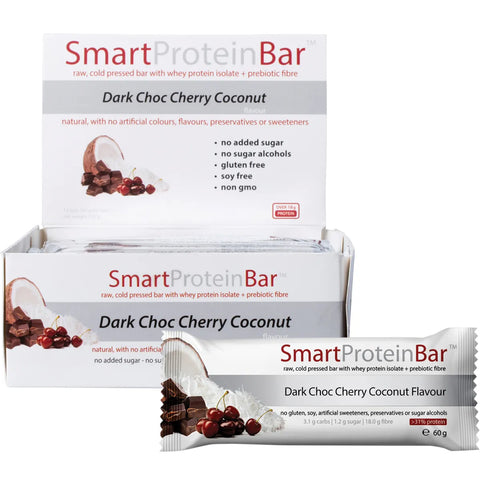 SMART PROTEIN BAR Dark Choc Cherry Coconut Protein Bar 12x60g