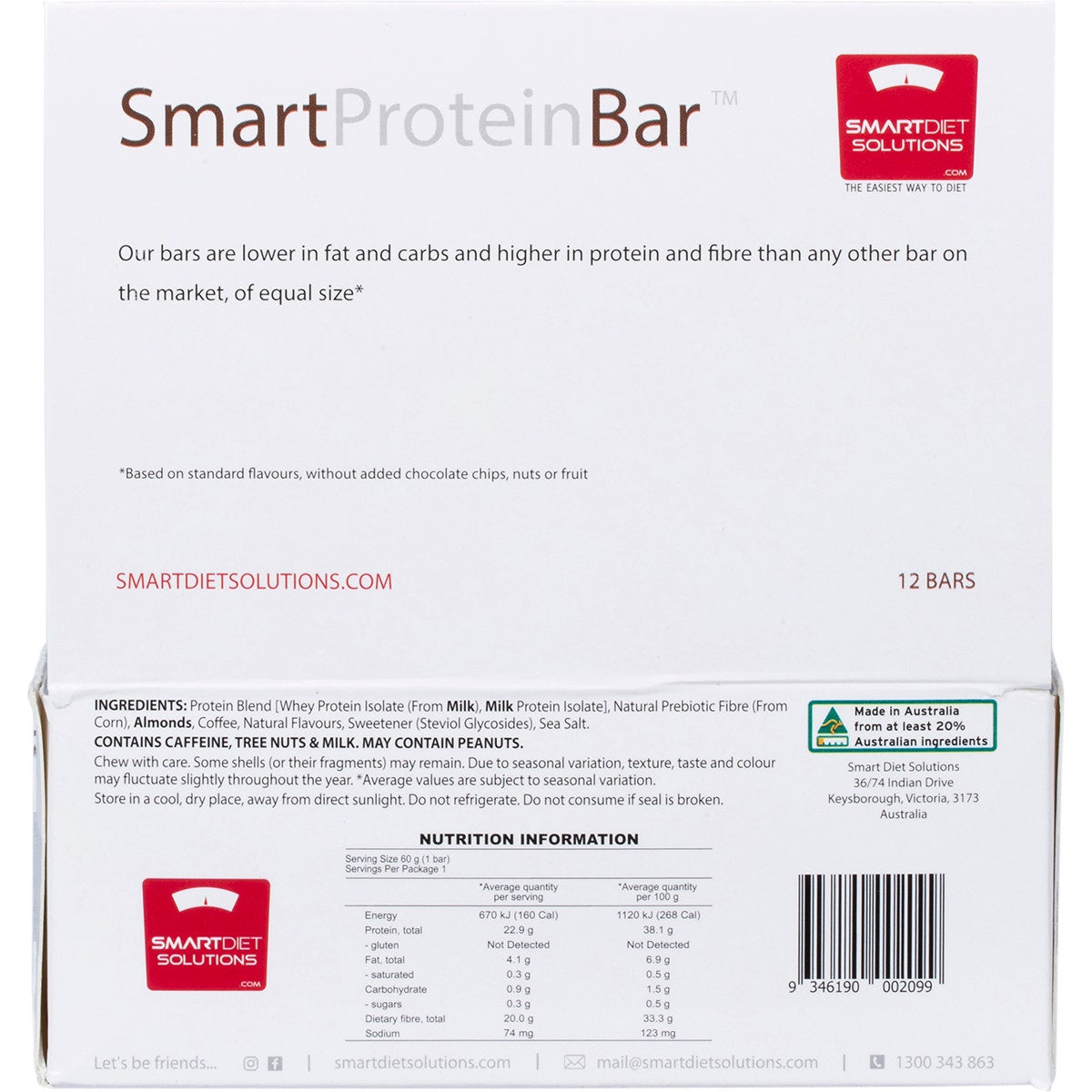 Smart Protein Bar Latte Flavour Protein Bar 12x60g