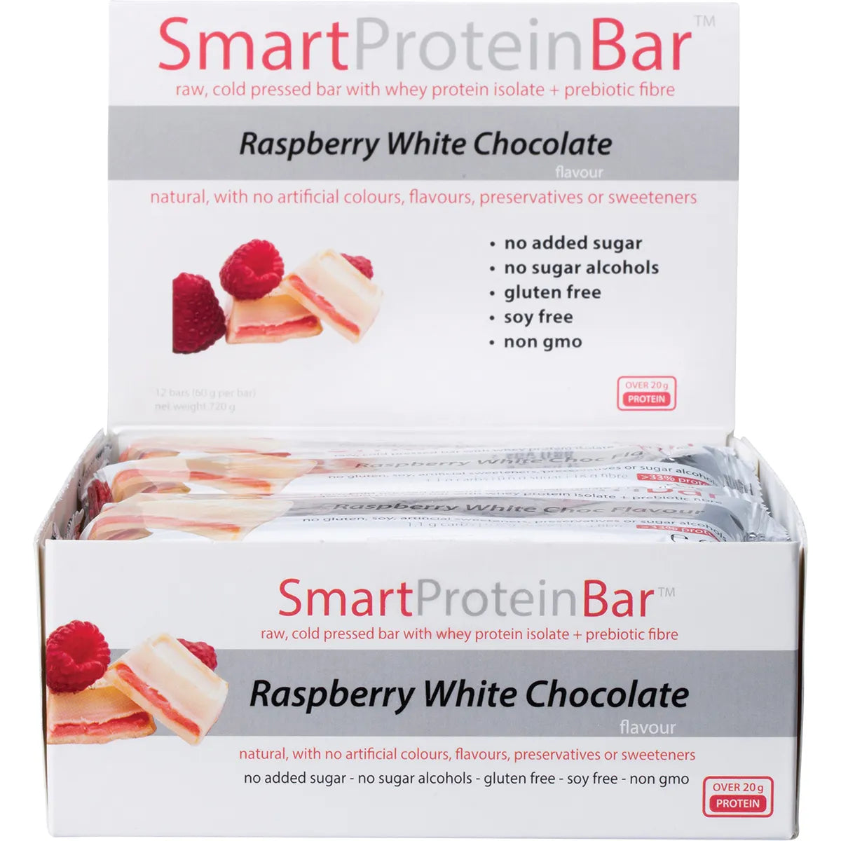 SMART PROTEIN BAR Raspberry White Chocolate Protein Bar 12x60g