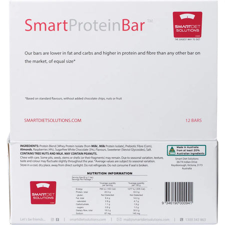 SMART PROTEIN BAR Raspberry White Chocolate Protein Bar 12x60g
