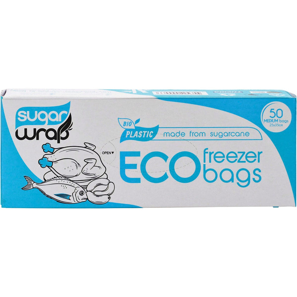 SUGARWRAP Eco Freezer Bags Made from Sugarcane Medium 50pk