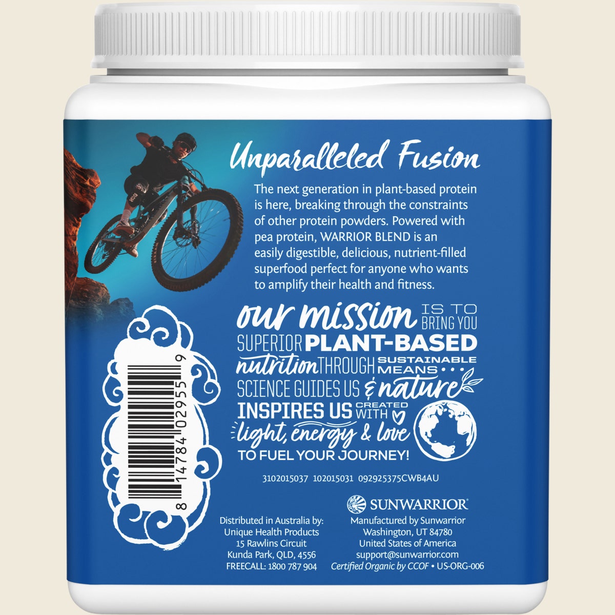 Sunwarrior Protein Powder Warrior Blend Chocolate 375g