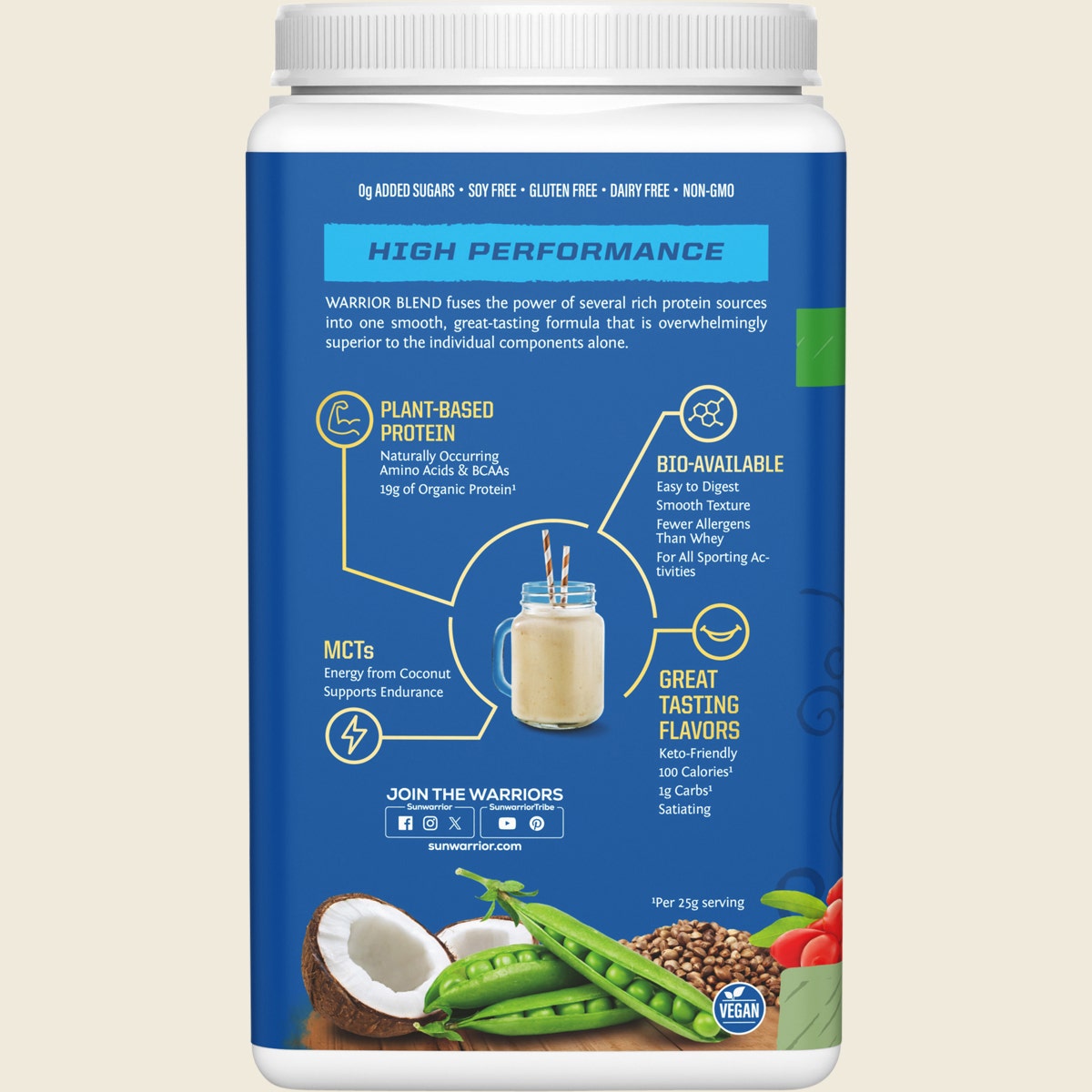 Sunwarrior Protein Powder Warrior Blend Unflavoured 750g