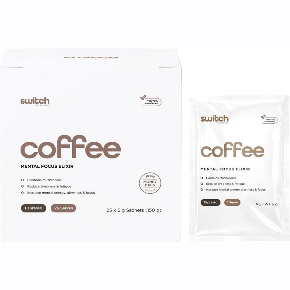 SWITCH NUTRITION Coffee Mental Focus Elixir Espresso Sweetened 25pk