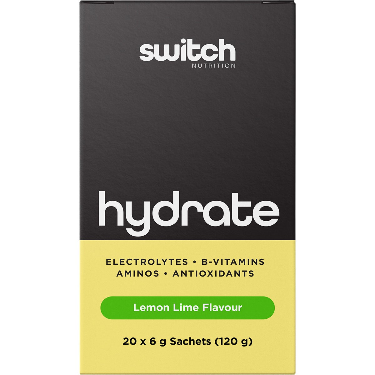 SWITCH NUTRITION Hydrate Electrolytes No Added Sugar Lemon Lime 20x6g