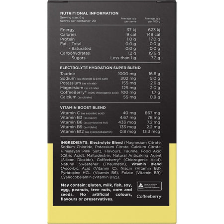 SWITCH NUTRITION Hydrate Electrolytes No Added Sugar Kiwi Watermelon 20x6g