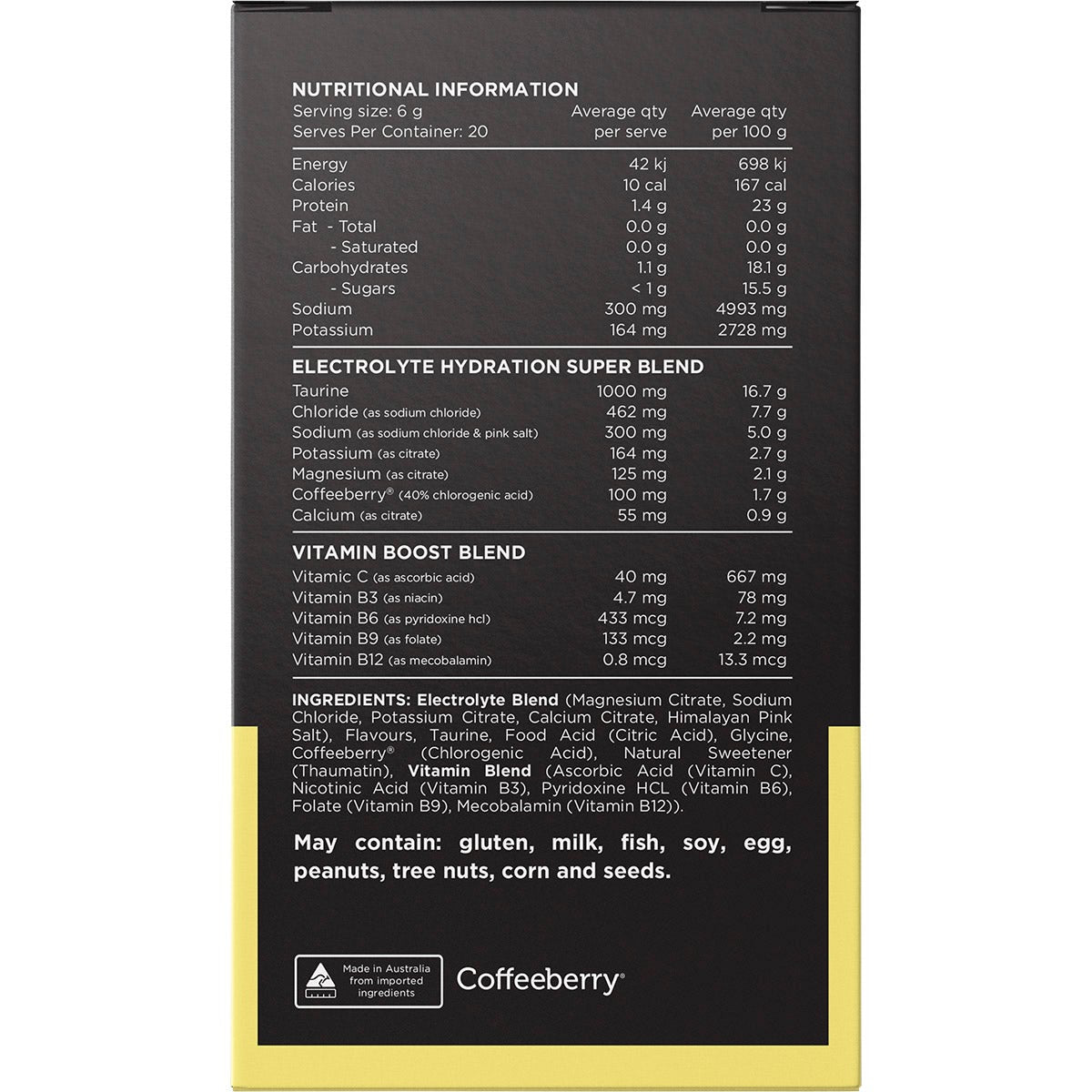 Switch Nutrition Hydrate Electrolytes No Added Sugar Mango Passionfruit 20x6g