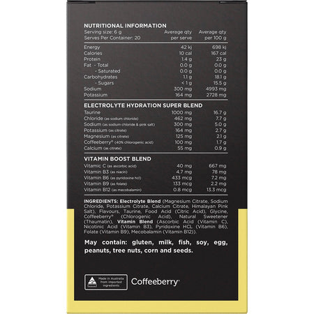 Switch Nutrition Hydrate Electrolytes No Added Sugar Mango Passionfruit 20x6g