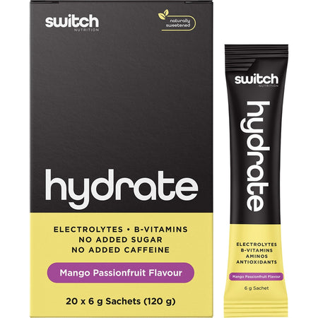 Switch Nutrition Hydrate Electrolytes No Added Sugar Mango Passionfruit 20x6g