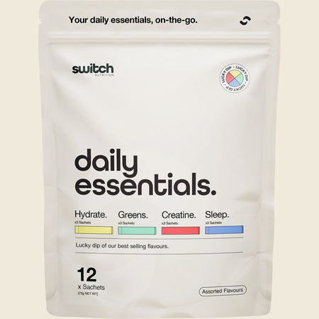 Switch Nutrition Daily Essentials Sachets Hydrate Greens Creatine Sleep 12pk