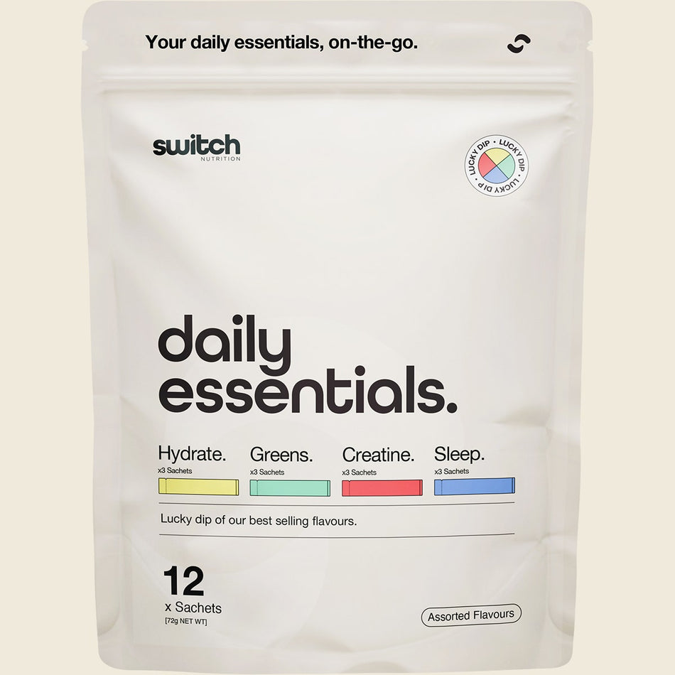 Switch Nutrition Daily Essentials Sachets Hydrate Greens Creatine Sleep 12pk