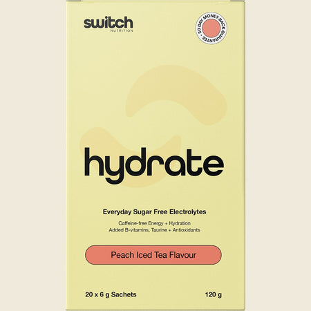 Switch Nutrition Hydrate Everyday Sugar Free Electrolyte Schts Peach Iced Tea 20x6g