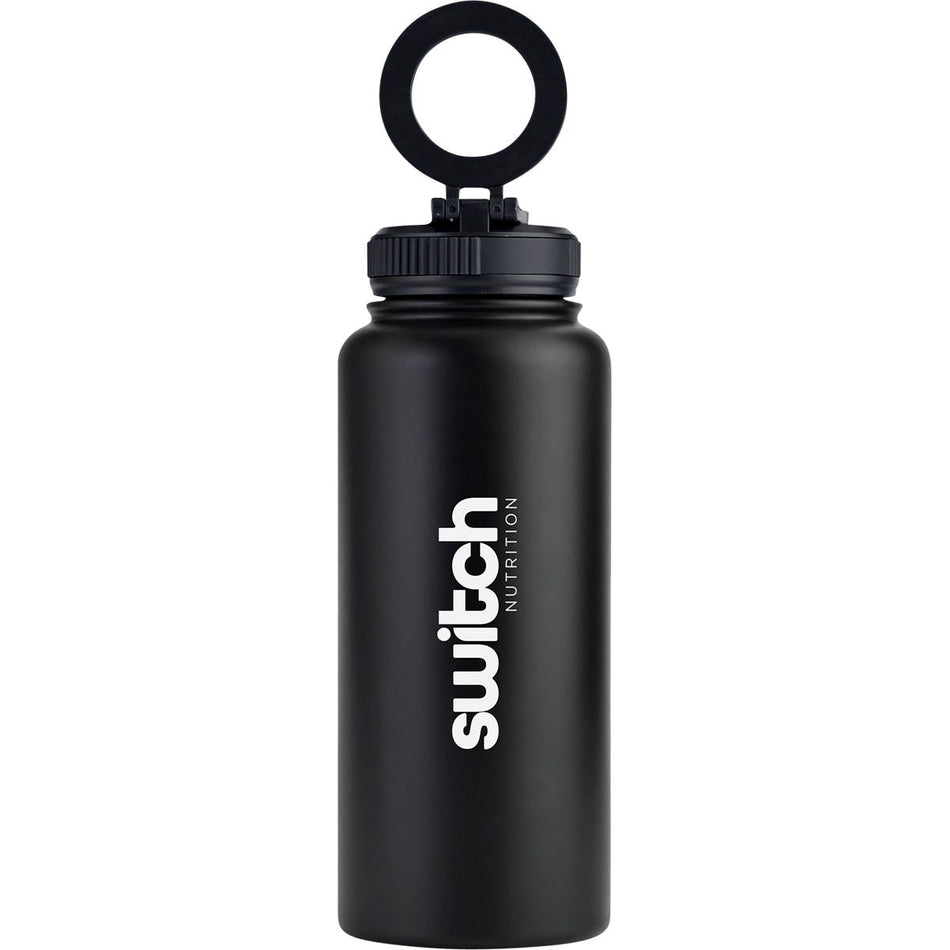 Switch Nutrition Stainless Steel Water bottle with Phone Mount Black 1L