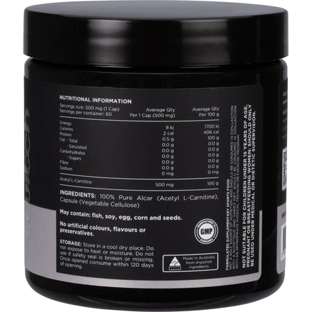 Switch Nutrition Alcar 100% Pure Acetyl L-carnitine 60 Caps