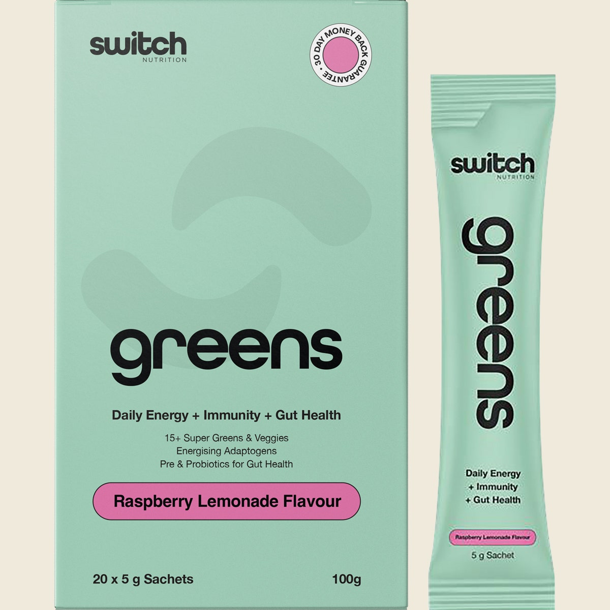 Switch Nutrition Greens Sachets Raspberry Lemonade 20x5g