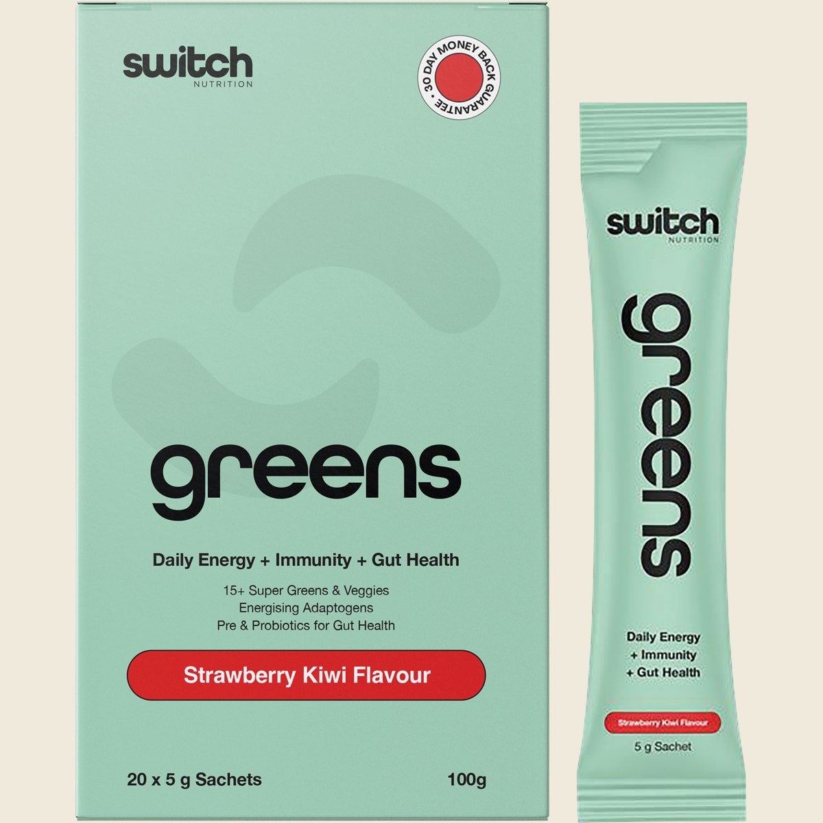 Switch Nutrition Greens Sachets Strawberry Kiwi 20x5g