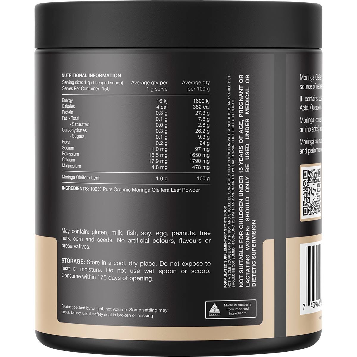 Switch Nutrition Moringa 100% Pure Organic Moringa Oleifera Unflavoured 150g