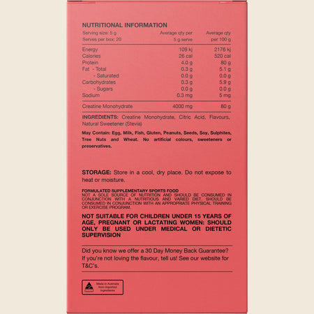 Switch Nutrition Creatine Monohydrate Sachets Red Raspberry 20x5g