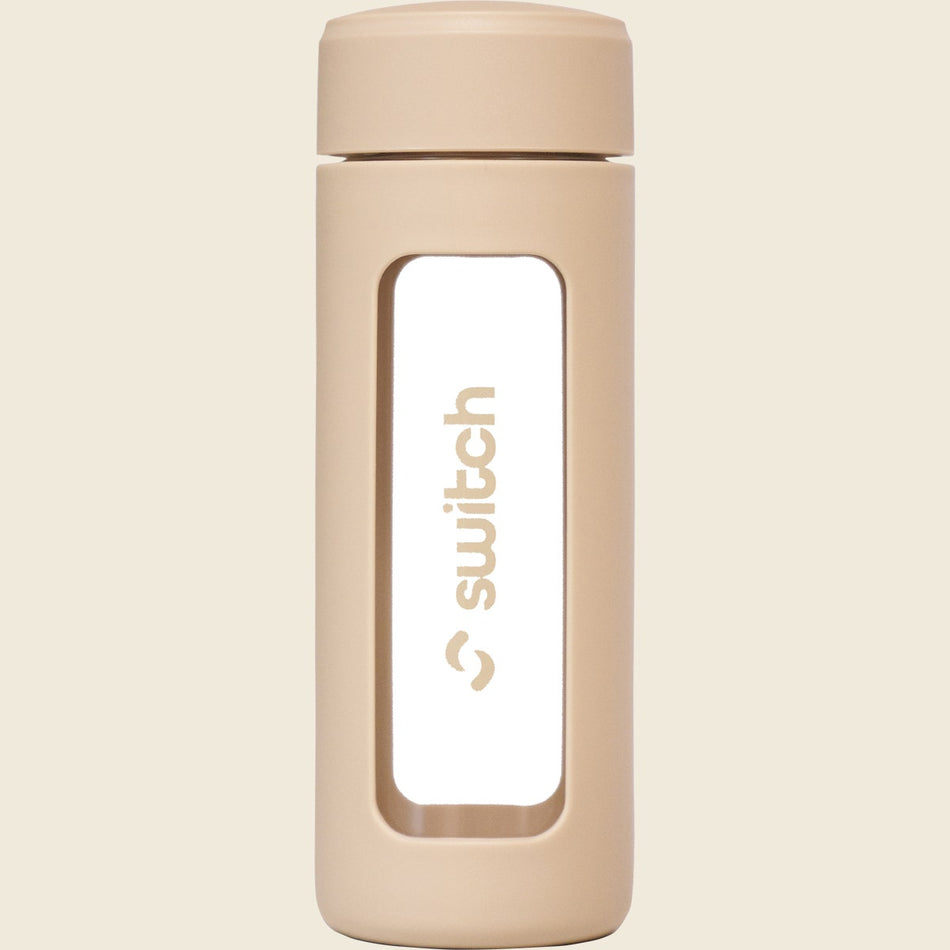 Switch Nutrition Glass Water Bottle with Tea Strainer 460ml