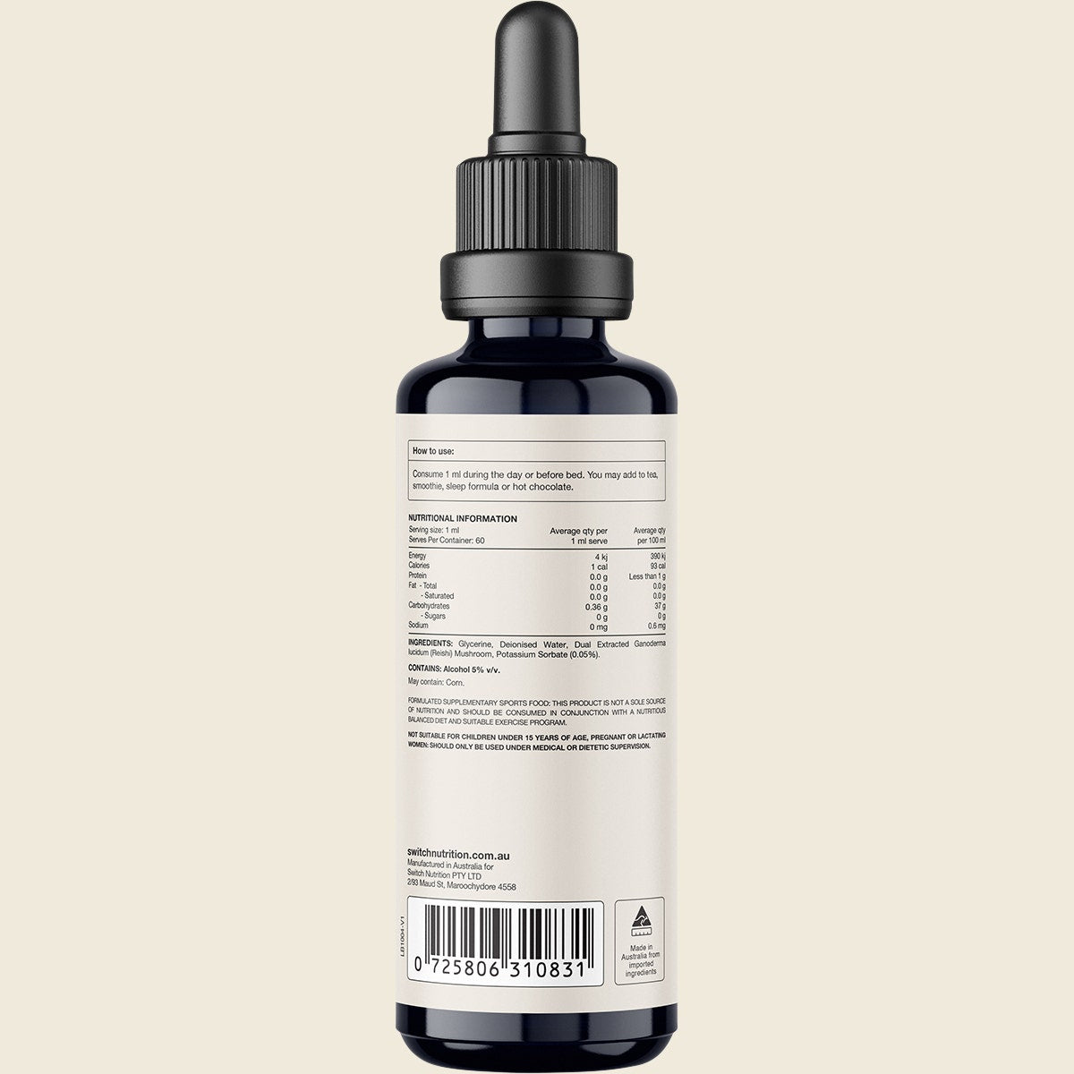 Switch Nutrition Reishi Double Strength 2:1 Mushroom Liquid Extract 60ml