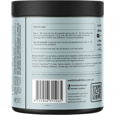 Switch Nutrition Gut Restore Mango Pineapple Powder 159g