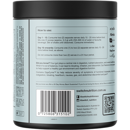 Switch Nutrition Gut Restore Natural Powder 159g