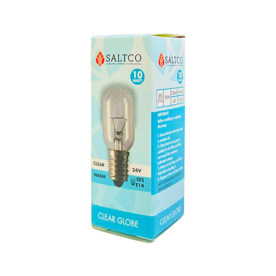 SaltCo Salt Crystal Lamp 24v 10W Light Globe. WARNING: DO NOT use in 240V cords