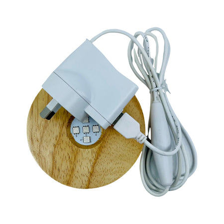 SaltCo Selenite Lamp Cord LED White with Wooden Base for small selenite lamp only