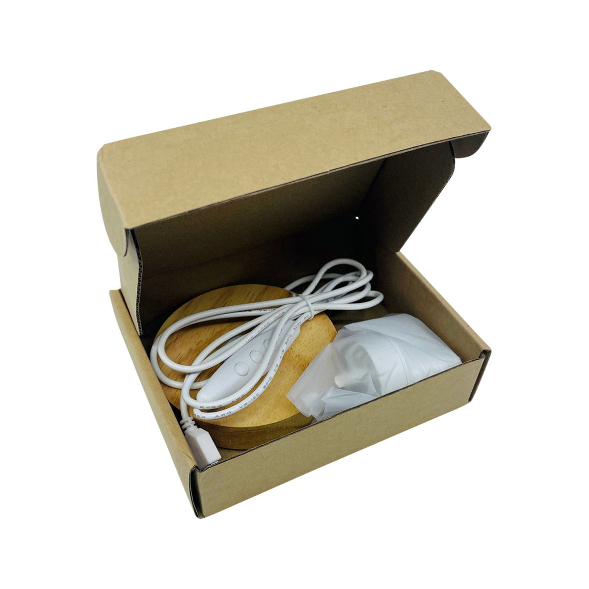 SaltCo Selenite Lamp Cord LED White with Wooden Base for small selenite lamp only
