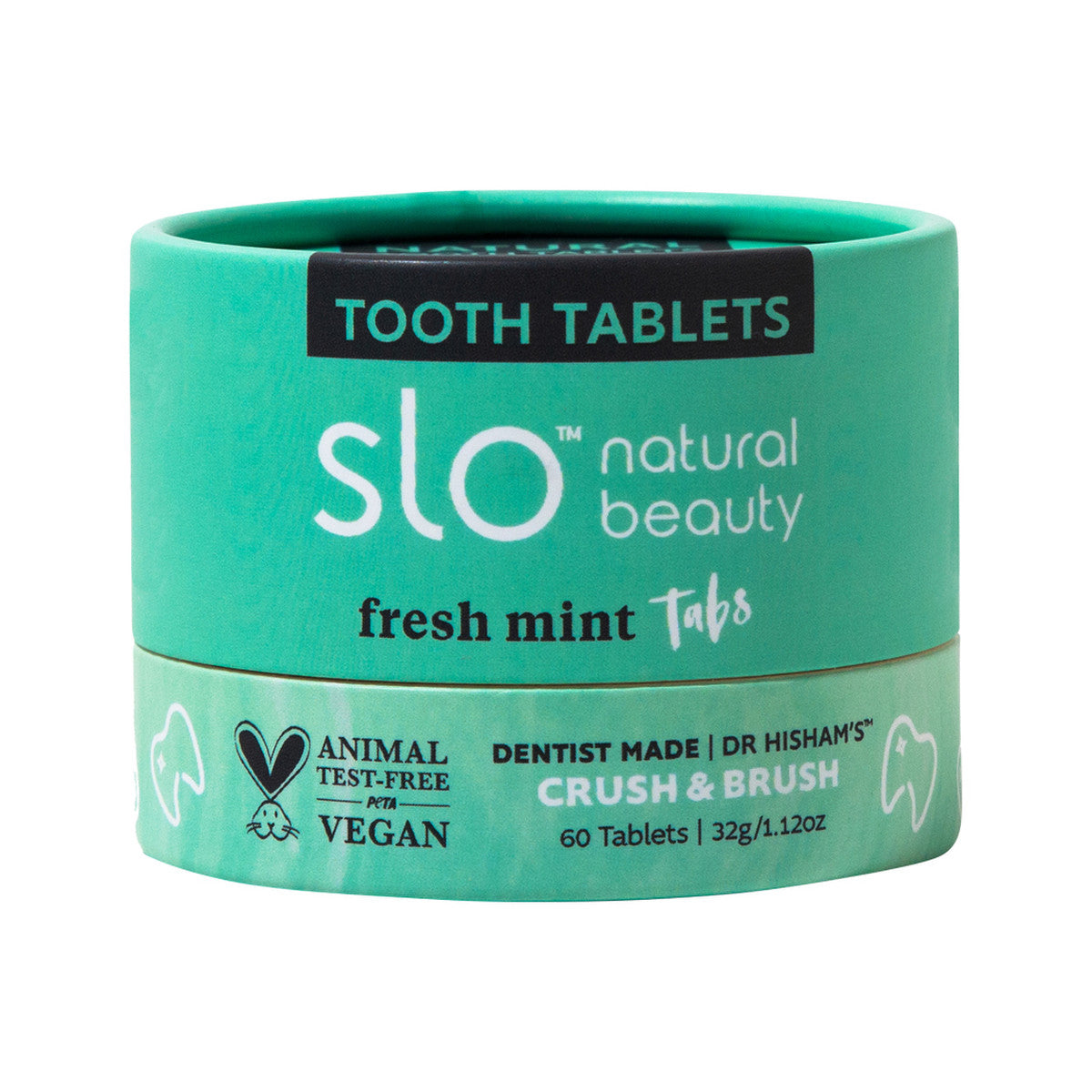 Slo Natural Beauty Tooth Tablets Crush & Brush Fresh Mint Tabs 60t
