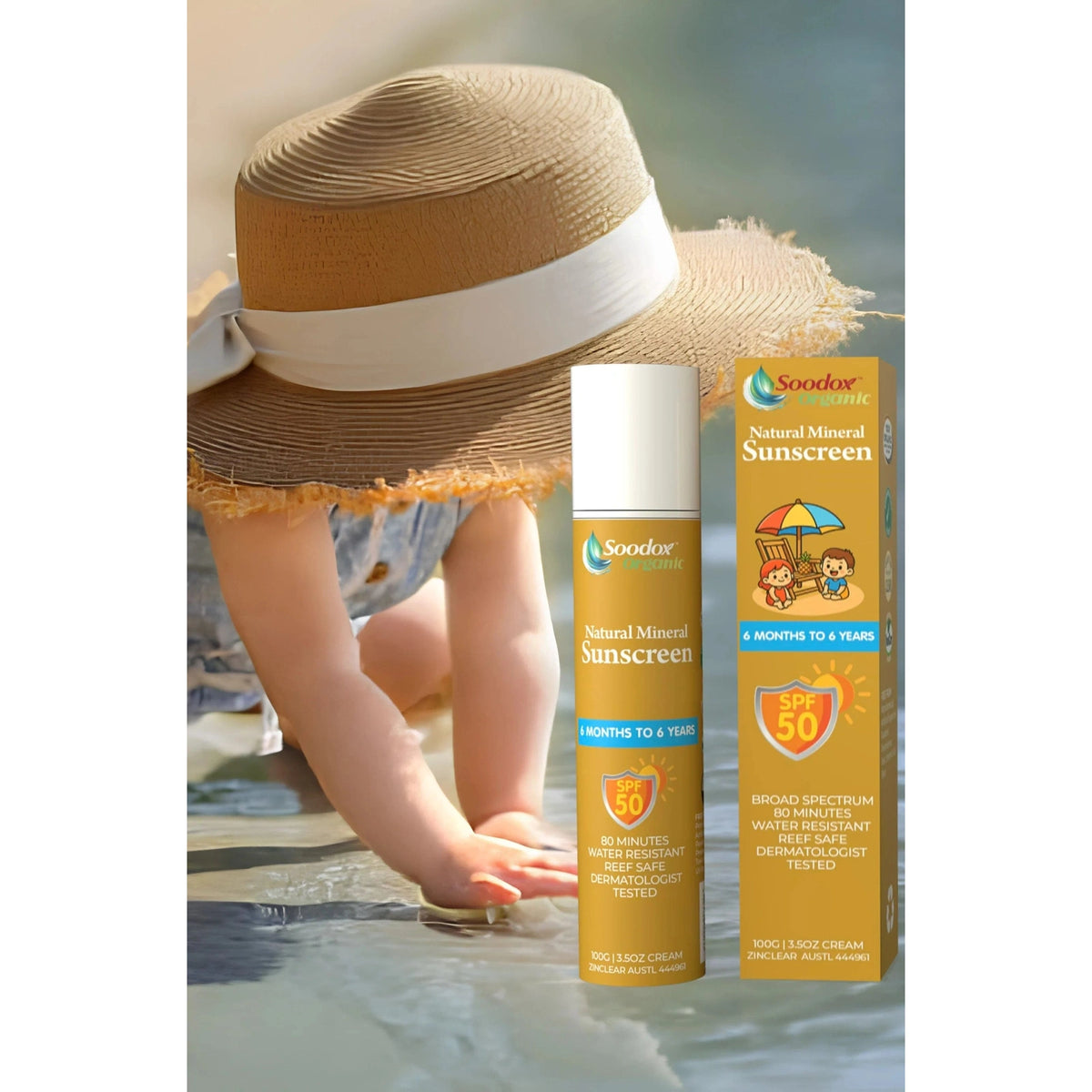 SOODOX Natural Mineral Sunscreen 6 Months to 6 Years SPF50 100g