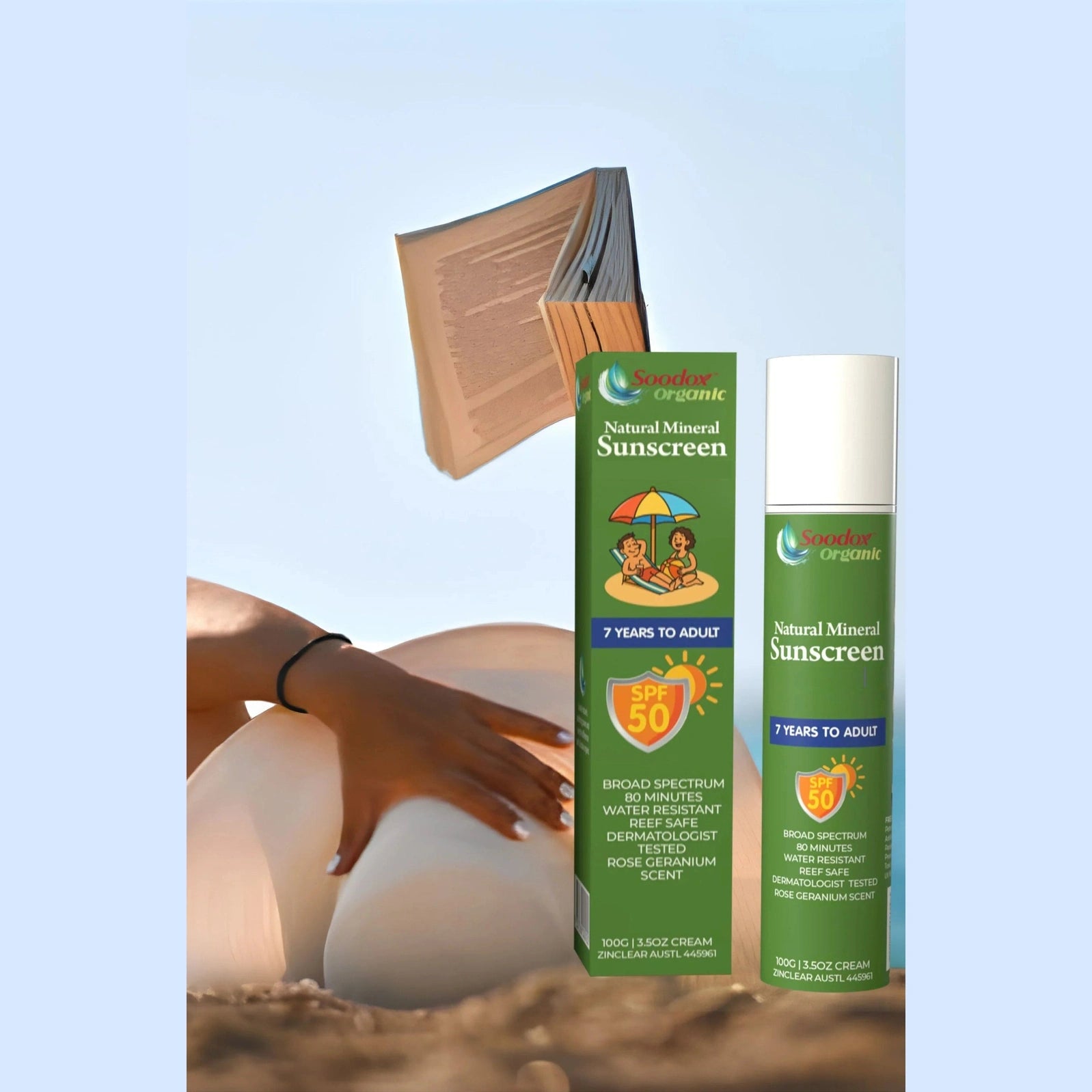 SOODOX Natural Mineral Sunscreen 7 Years to Adult SPF50 100g