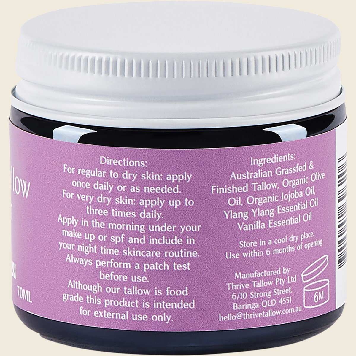 Thrive Tallow Whipped Tallow Moisturiser Ylang Ylang & Vanilla 70ml