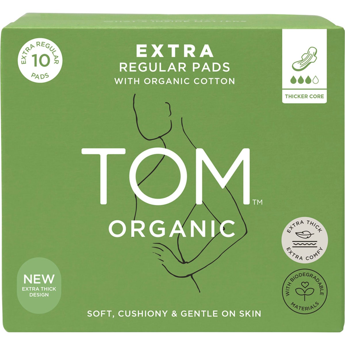 Tom Organic Pads Extra Regular 10pk