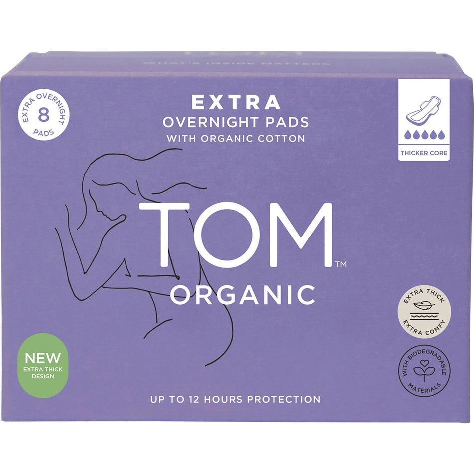Tom Organic Pads Extra Overnight 8pk