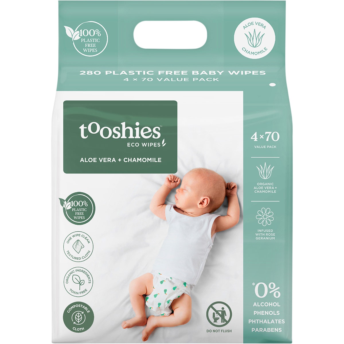 Tooshies Eco Wipes Value Pack Aloe Vera & Chamomile 280PK