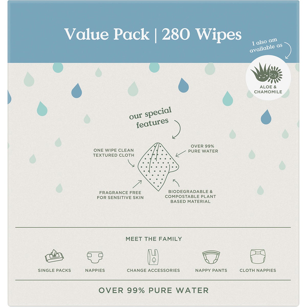 Tooshies Pure Water Baby Wipes Value Pack 4x70 Pack