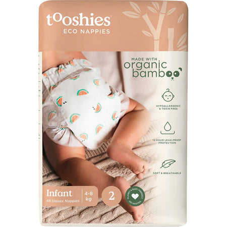 Tooshies Eco Nappies Size 2 Infant 4-8kg 48pk