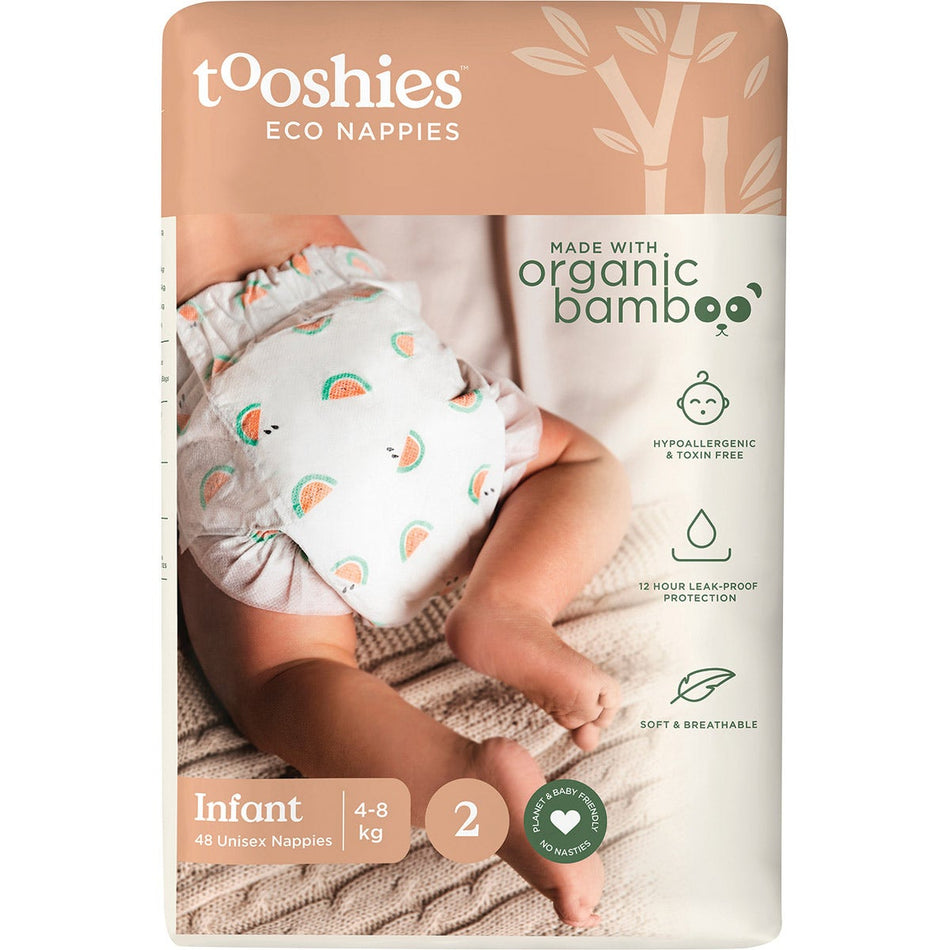 Tooshies Eco Nappies Size 2 Infant 4-8kg 48pk