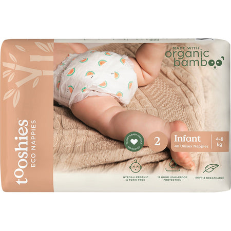 Tooshies Eco Nappies Size 2 Infant 4-8kg 48pk