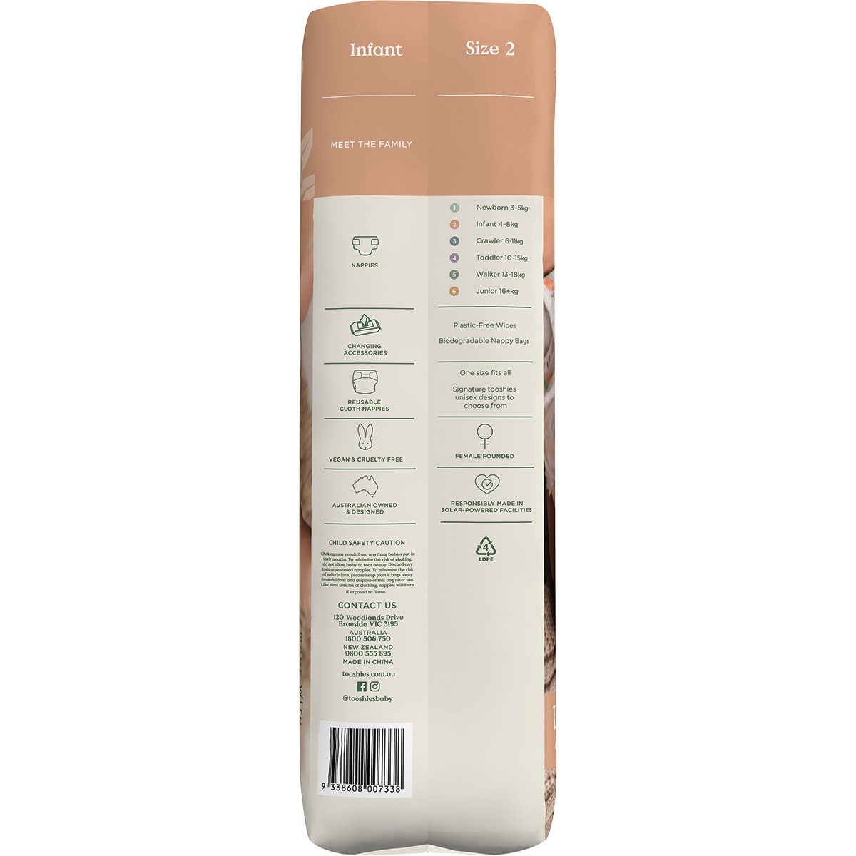 Tooshies Eco Nappies Size 2 Infant 4-8kg 48pk