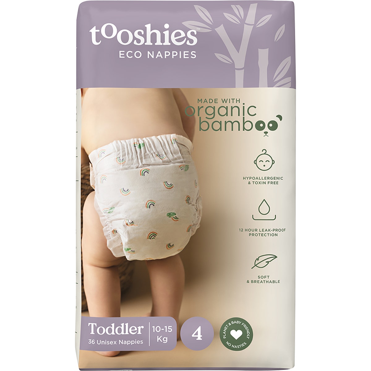 Tooshies Eco Nappies Size 4 Toddler 10-15kg 36pk