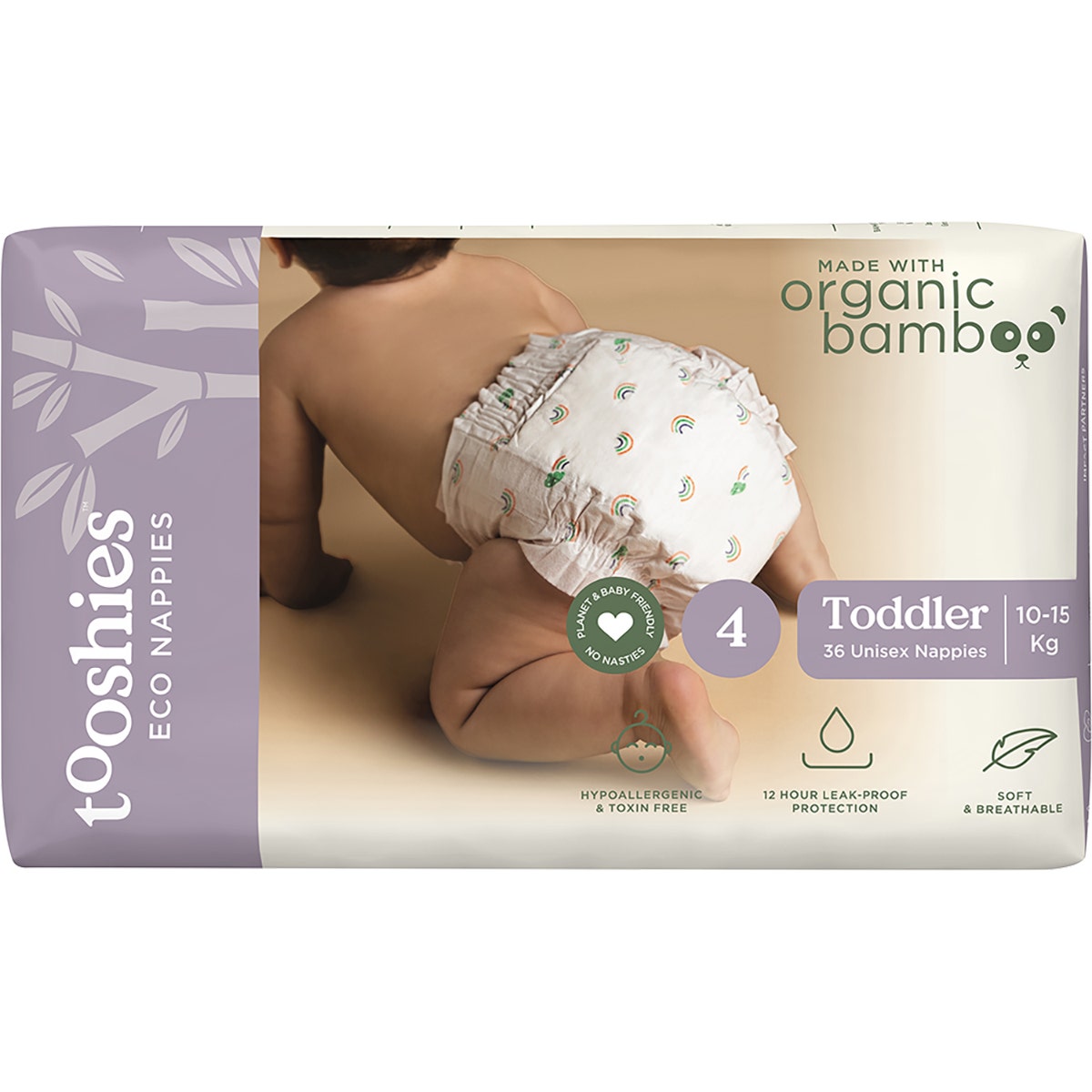 Tooshies Eco Nappies Size 4 Toddler 10-15kg 36pk