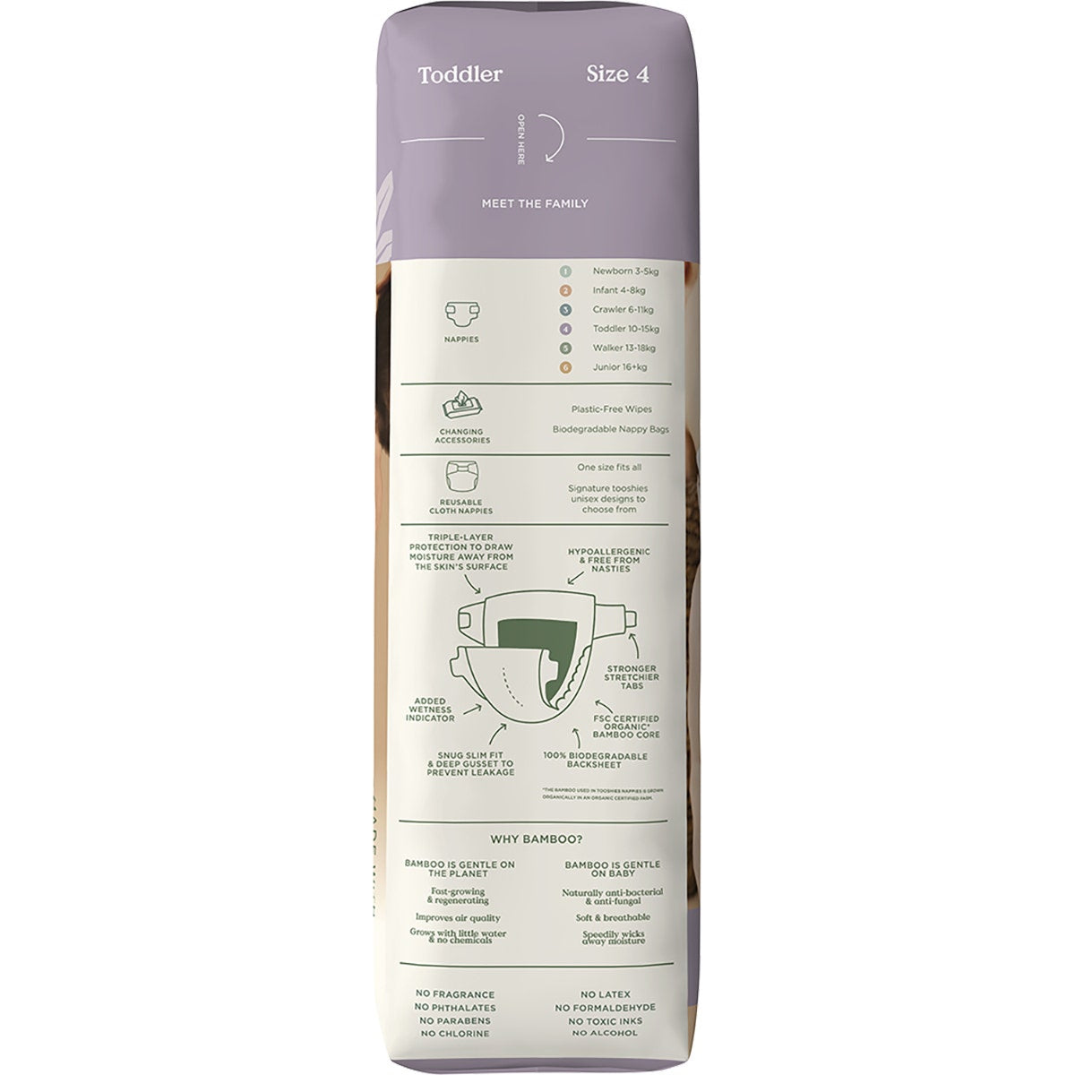 Tooshies Eco Nappies Size 4 Toddler 10-15kg 36pk